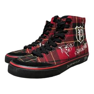 Polo Ralph Lauren Red Plaid Tartan Solomon Sneakers Men's Size 8 Preppy Y2K